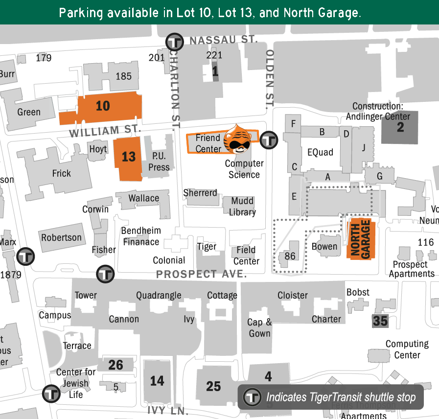 Parking map, DrupalCamp NJ, Princeton University campus